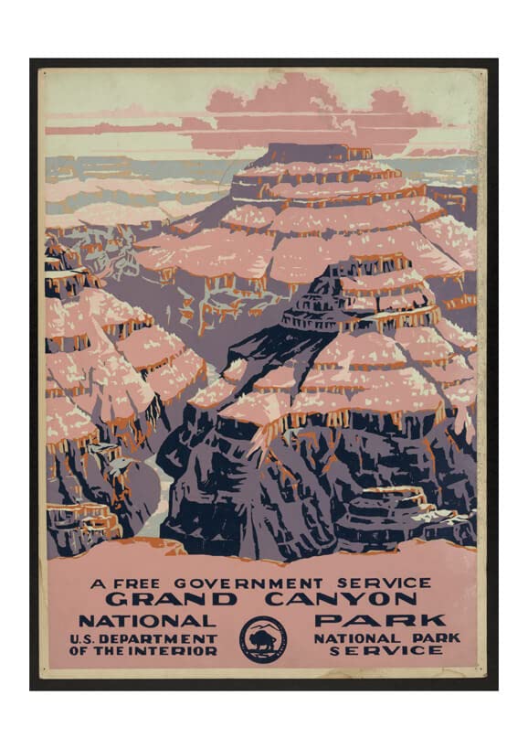 Grand Canyon poster de voyage extra large semi-brillant sous cadre