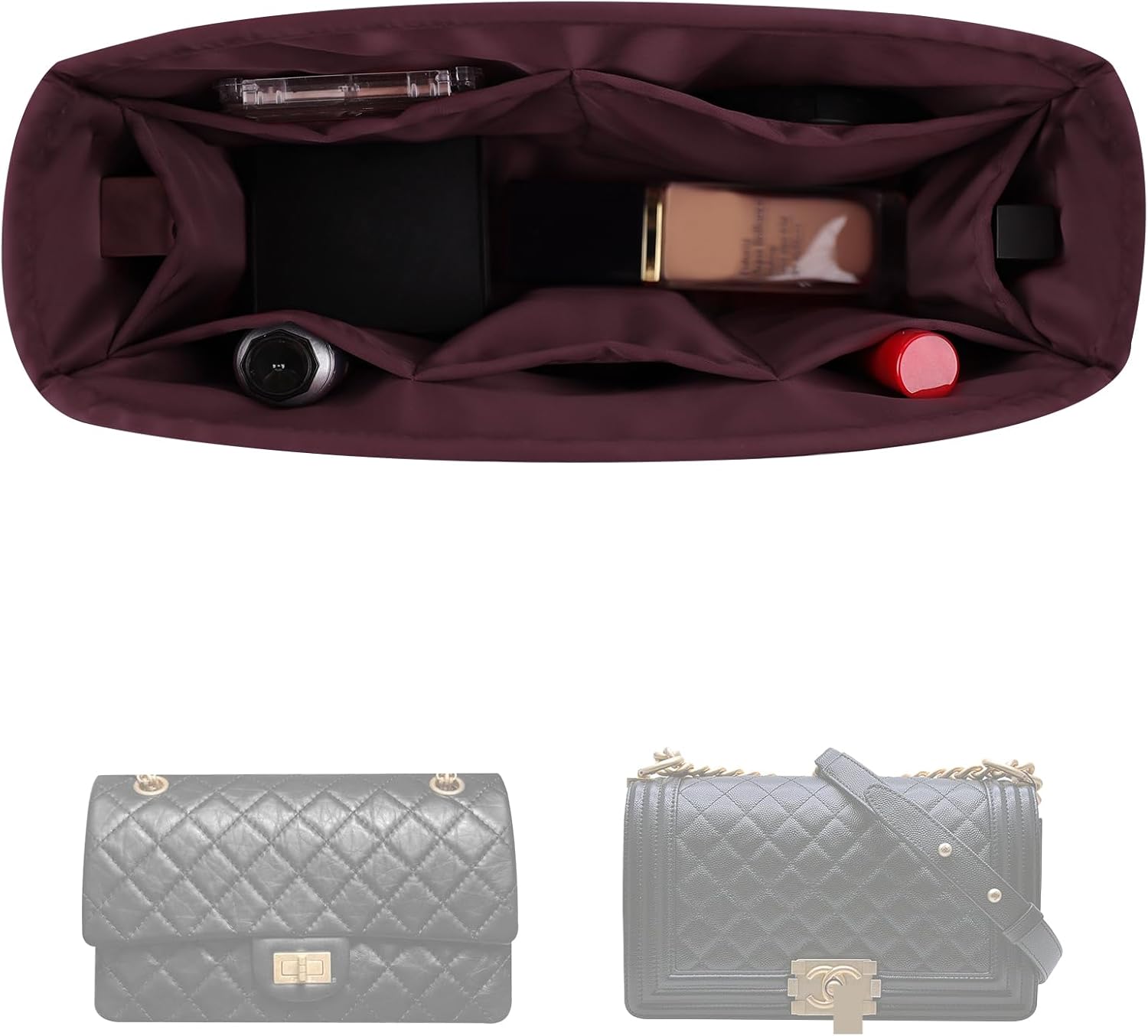 Purse insert for Le-boy small bags (Cassis) – satin organizer
