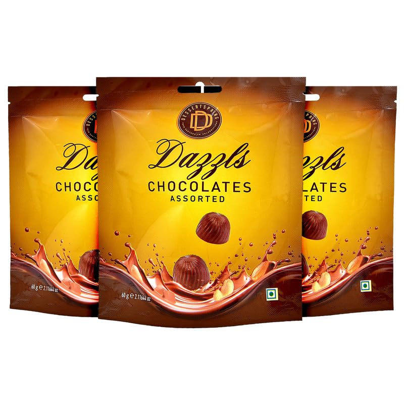 DESSERTSPRING Dazzls - 60G Assorted Chocolate - Pack Of 3 | Creamy Milk Chocolate For Snacking And Gifting (B0DHNQFKST) Amazon Price History, Amazon Price Tracker