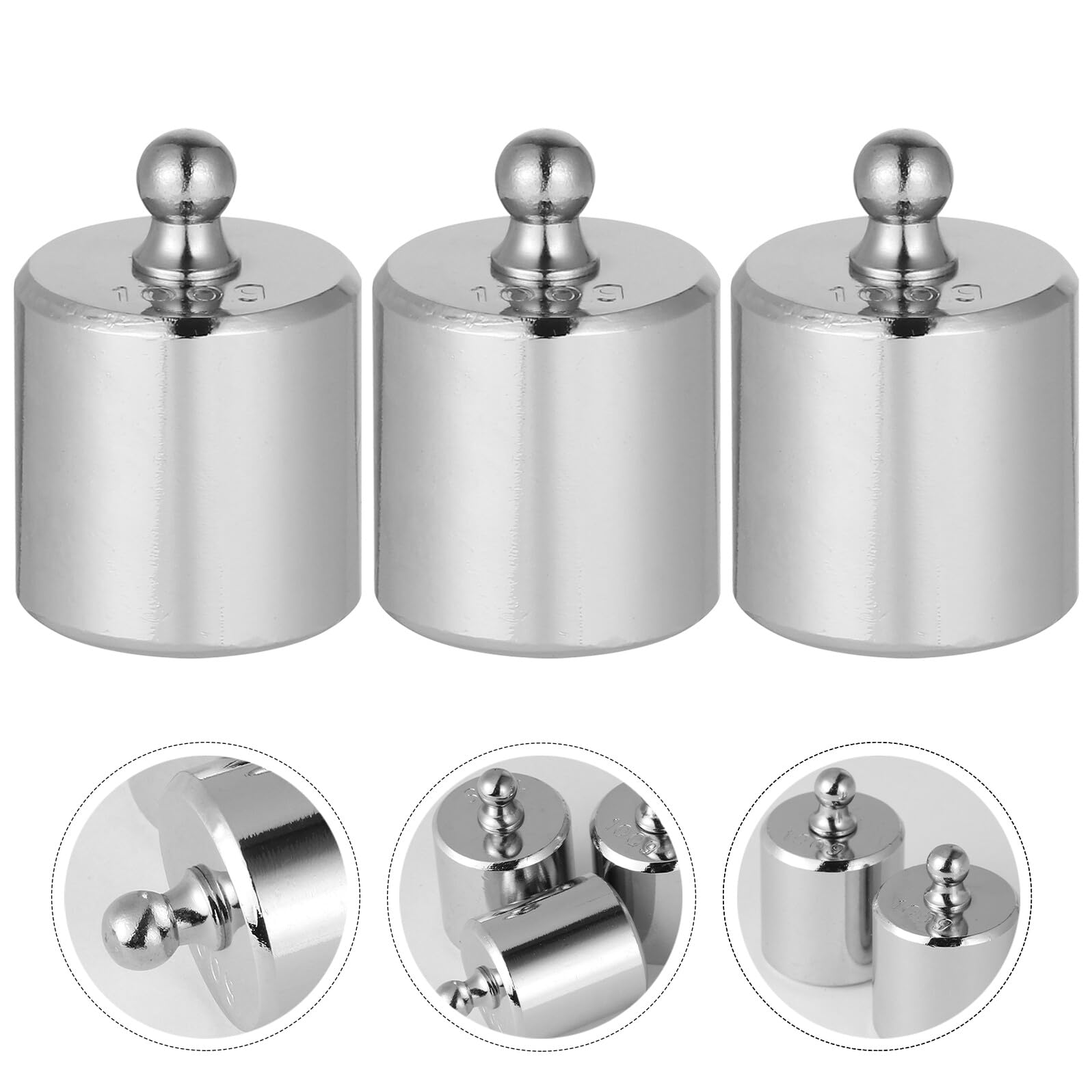 Healvian Lot de 3 Poids D'étalonnage Chromés 100 G M2 pour Balance Électronique, Accessoires de Calibrage Précis pour Laboratoire Scientifique et Usage Pédagogique