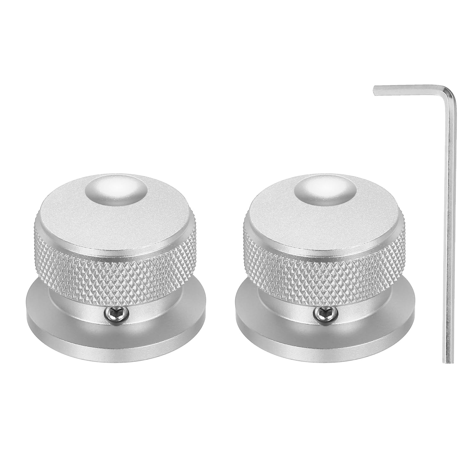 Boutons de potentiomètre 6mm en aluminium argenté avec repère pour guitare