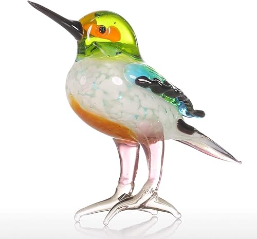 Miniatura 4 de Too-arts - Escultura de cristal con diseño de pájaro pequeño, estatua soplada a mano, multicolor