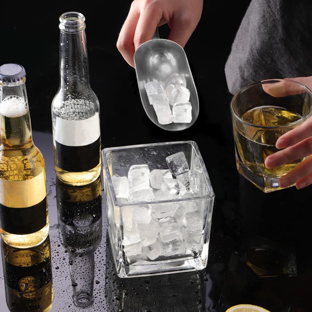 FineGood - Paletta per ghiaccio con 6 bottiglie in acciaio inox per cucchiaini da bar, bottiglia di liquore, beccuccio con tappi antipolvere