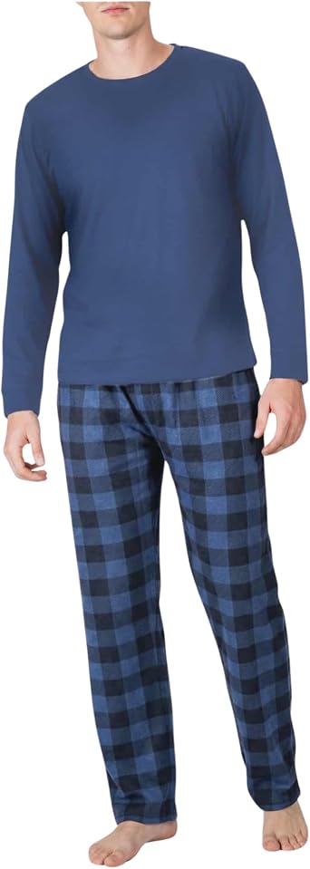 SLEEPHERO Mens Pajama Set Lightweight Cotton Pants & Breathable Tee Soft Cotton Blend Year-Round Lounge Set