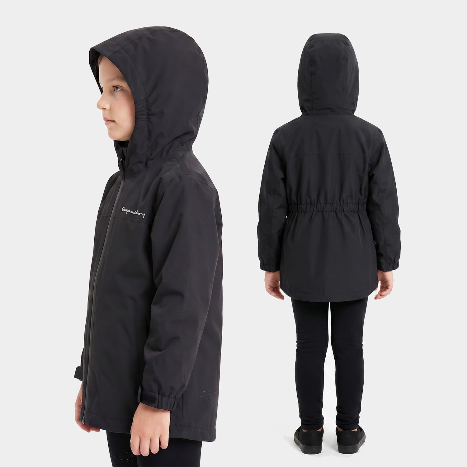 Kids Rain Coat Waterproof Hooded Lightweight Sizes 4-14