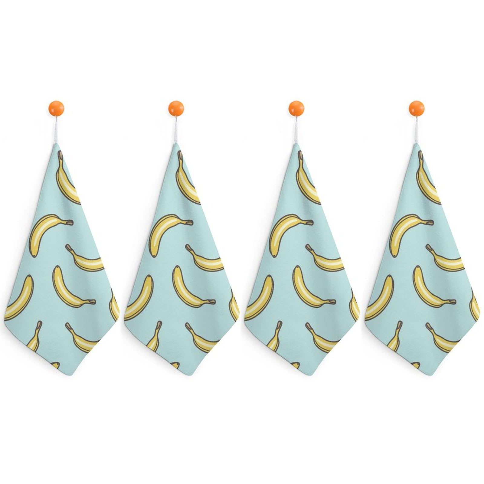 LEDFCVSU 4 Piece Hanging Hand Towels, Yellow Banana Small Dry Hand Towel for Kitchen Bathroom