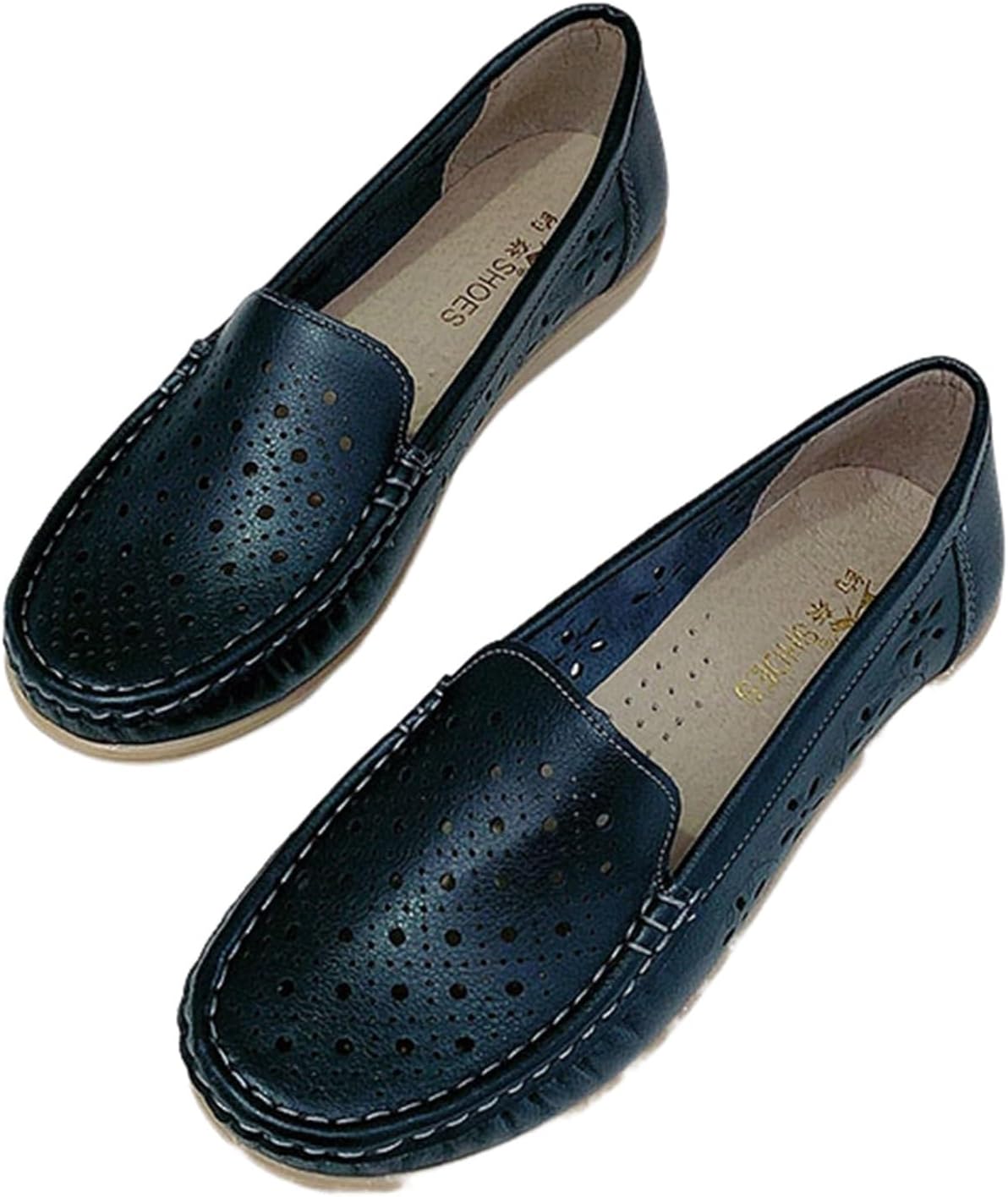 Yytcsjz Womens Comfortable Working Nurse Shoes, Women Slip on Hollow Out Breathable Non-Slip Working Nurse Shoes, Driving Boat Moccasins Casual Nursing Shoes, for Hospital Work