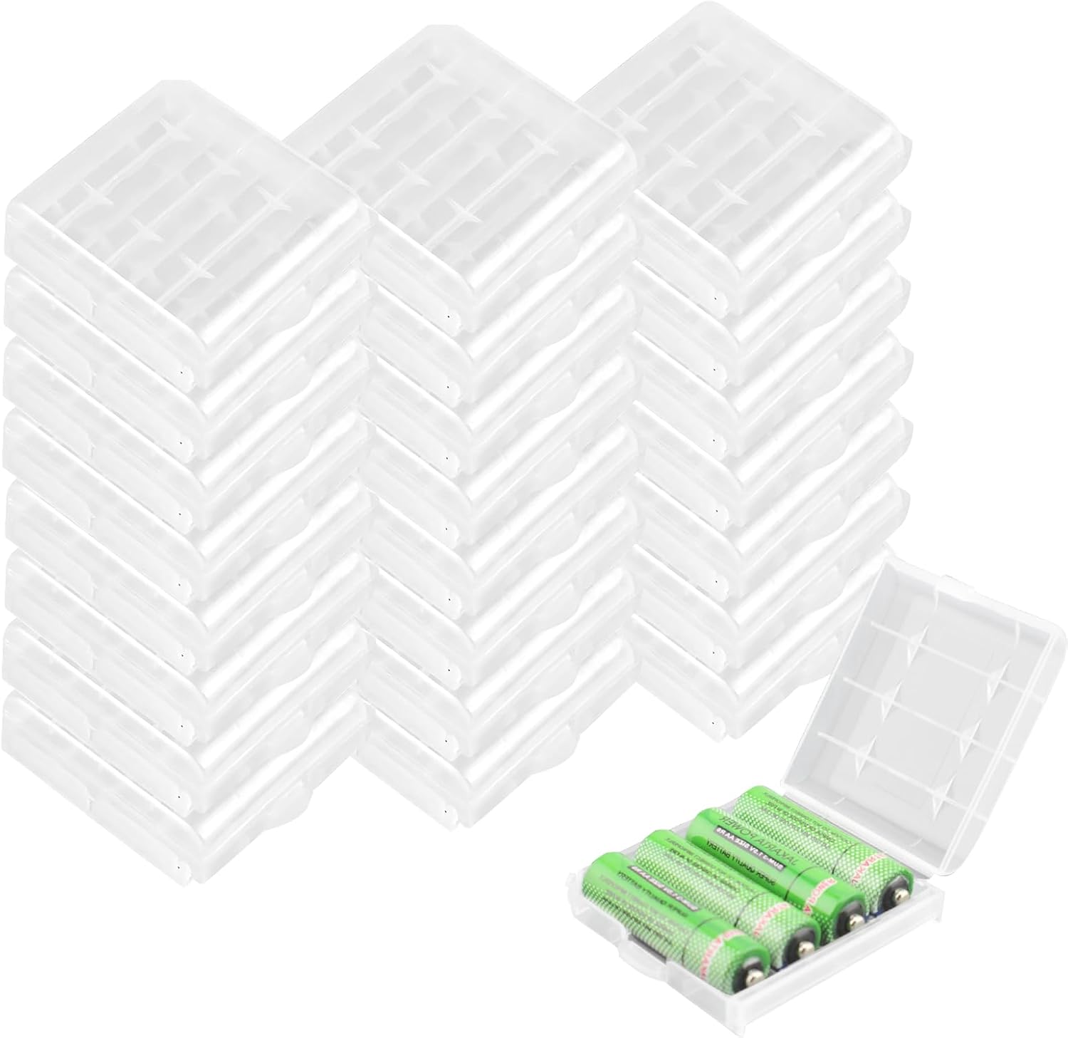KEEPOW 24 Pcs AA/AAA Battery Storage Case Holder Box, Clear Color