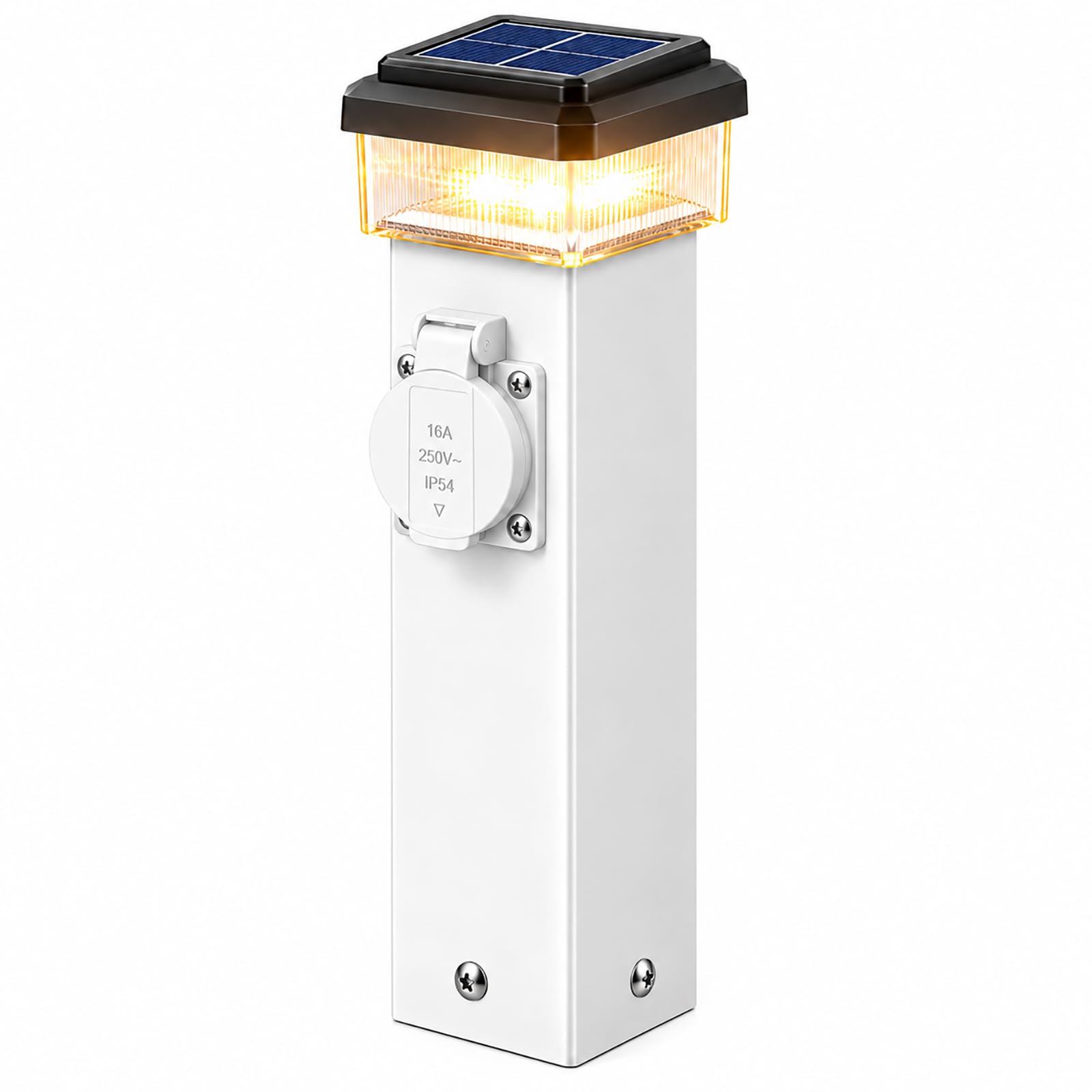 Poste De Luz Solar para Exteriores, 1 Toma De Corriente, Pedestal Eléctrico Impermeable Ip54 para Jardín, Patio Y Terraza.