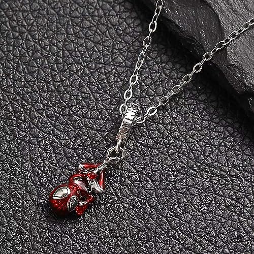 Spiderman Necklace Set, Red Spidey Charm Necklace with Silver Plating, Non-Tarnished Cable Chain with Sliding Clasp for Adjustable Sizes. Gift for Men, Women2