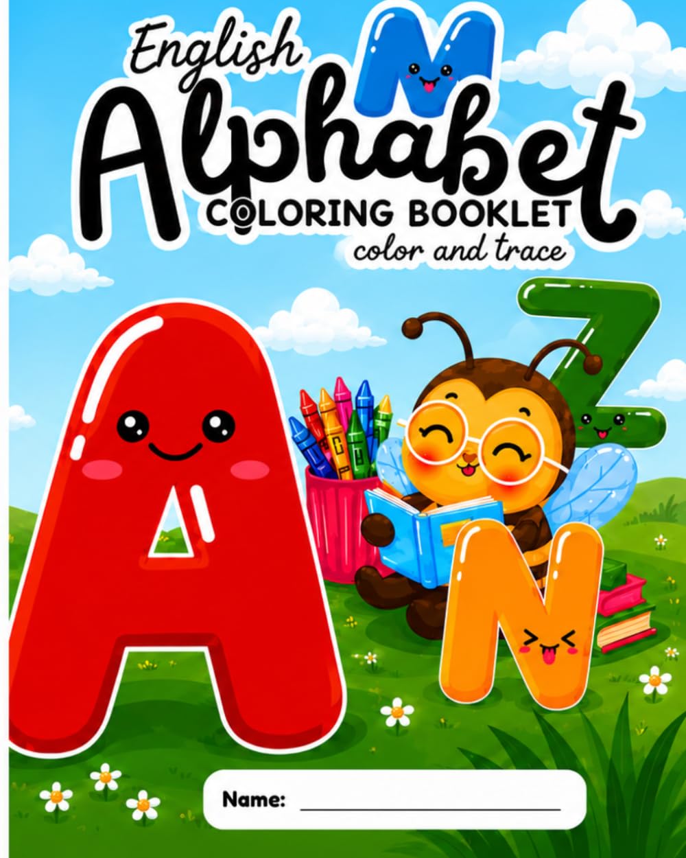 Mahlbuch English Alphabet Coloring Book for Kids: Color and Trace ABC Animals: Fun ABC Letter Tracing and Easy Animal Coloring Pages for Preschool, Kindergarten and Early Learners