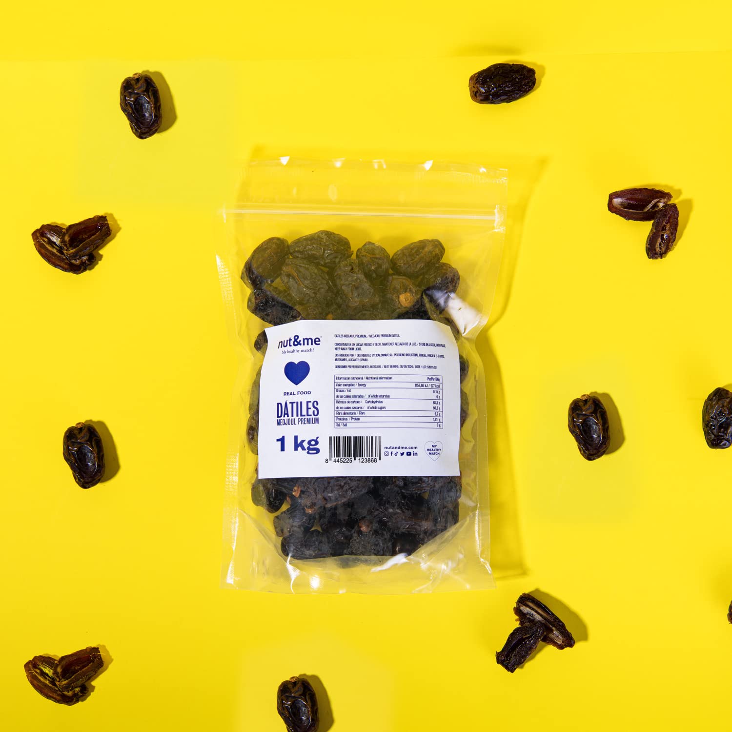 Dátiles Medjool Premium 1 kg nut&me | 100% natural | Sin gluten, sin lactosa | Sin OGM | Vegano | Halal | Kosher |