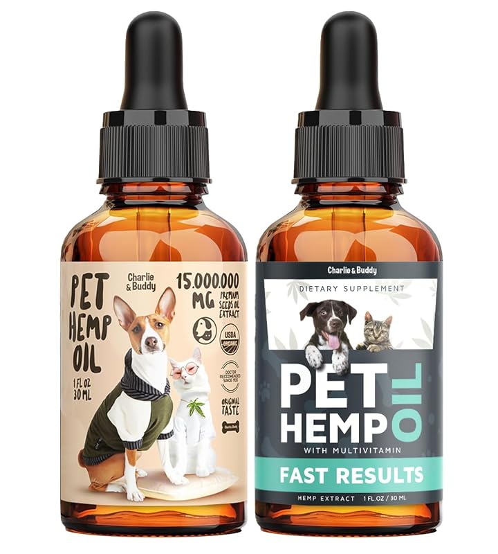 Óleo de cânhamo para cães e gatos CHARLIE & BUDDY com ômega 3, 6 e 9 e vitamina E, 60 mL
