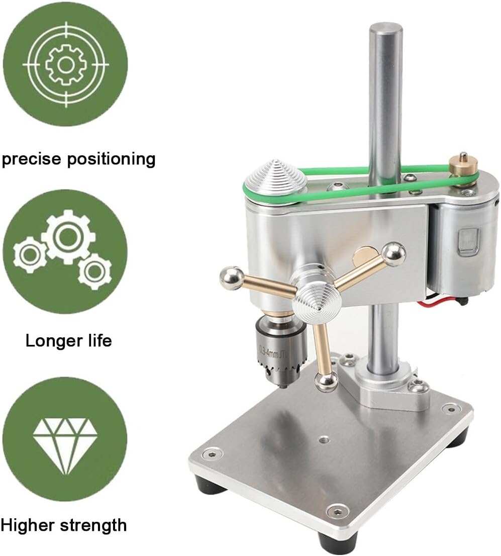 Mini Drill Press, Precision Variable Speed Benchtop Drill Press, Electric Portable Bench Drilling Machine JT0 Chuck CNC 360° Rotating for Metal Wooden DIY Jewelry Making Crafts Tool