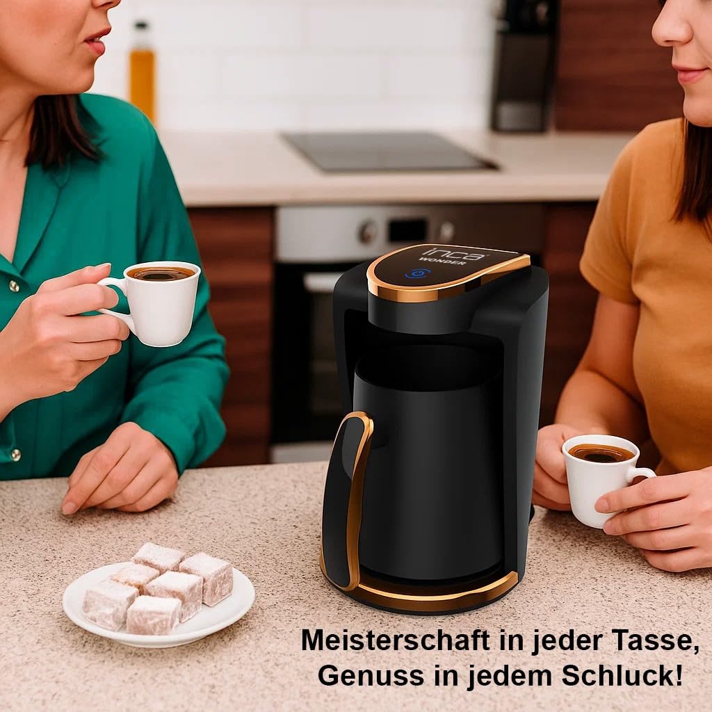 İnca IKM-011 Turbo Türkische Kaffeemaschine, Türk Kahve Makinesi, 250ml, 1-4 Tassen, 650W, Überlaufschutz, Trockengehschutz, Edelstahlheizplatte, Automatische Abschaltung, Mokka Kaffeemaschine