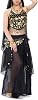 Halloween Belly Dance Costume, Halter Bra Top, Hip Scarf and Skirt