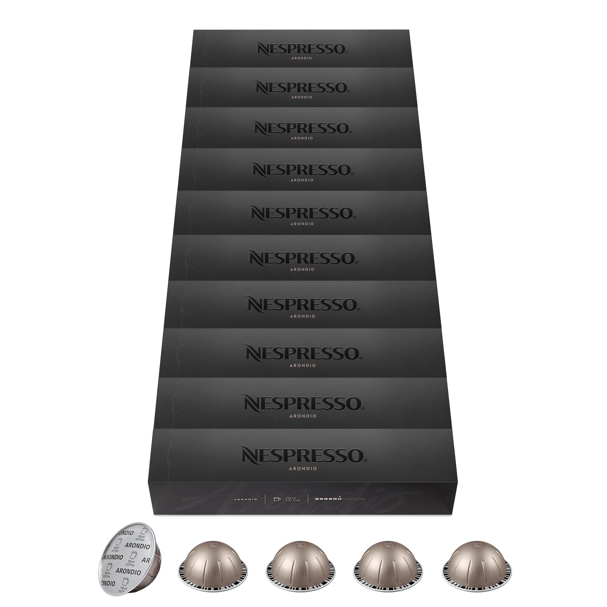 NESPRESSO VERTUO Arondio 100 Kaffeekapseln | Arabica & Robusta Kaffee, Mittlere Röstung, Intensität 6, Ideal für Gran Lungo