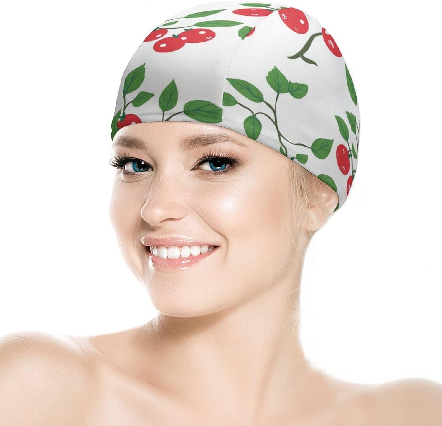 Cranberry Leaves Womens Swim Cap for Men Adult Swimming Hat Curly Short Medium Long Hair