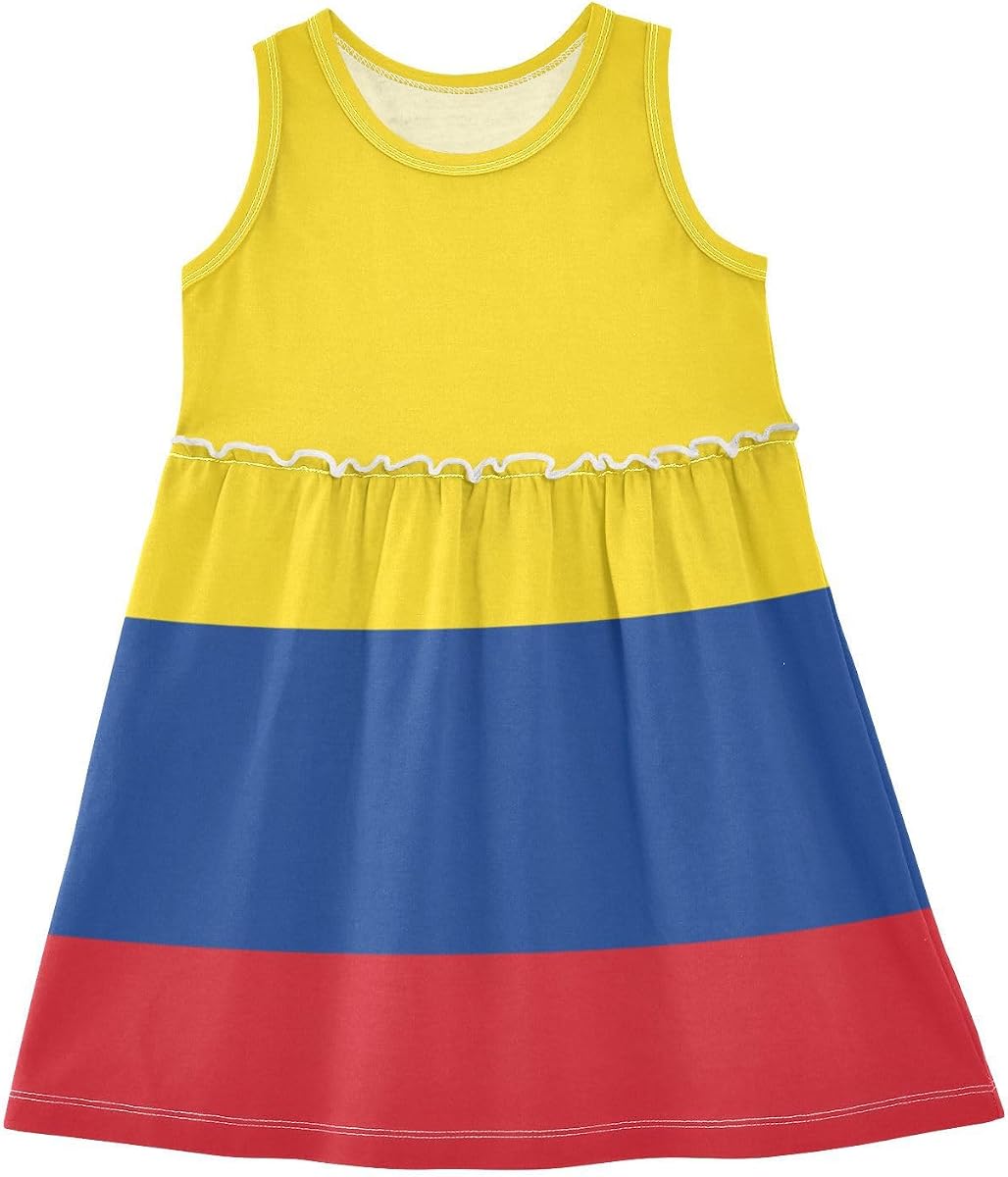 Patriot Flag Girls Sleeveless Dress Adorable Tank Play Sundress