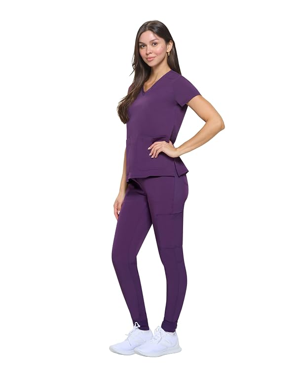 Natural Uniforms Womens Essential Cool Stretch Jogger Scrub Set (Eggplant, XX-Large) by Natural Uniforms - Used condition - Image 2