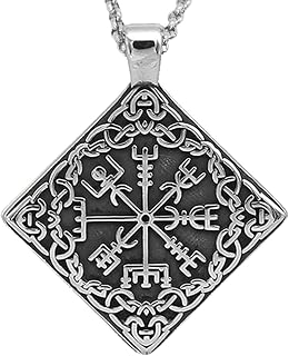 TURTLEDOVE Viking Necklace Norse Vegvisir - Celtic Pendant with Runic Compass
