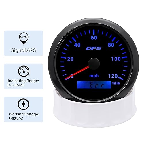Miniatura 22 de ARTILAURA Velocímetro GPS 3.346 in 3-3/8 pulgadas, odómetro digital de 80 MPH, 7 colores impermeable para auto, camión marino 9-32 V (negro)