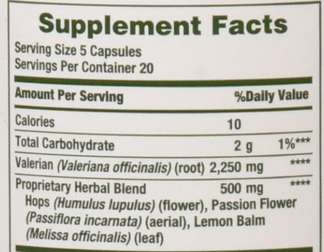 Nature's Brand Bounty Valarian Root Plus Calming Blend Natural Capsules, 100 ct