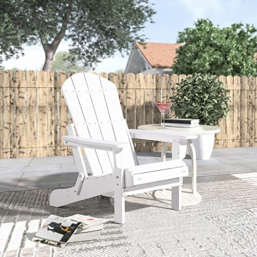 Hurley Stanton Prior Plastic/Resin Folding Adirondack Chair With Ottoman (Set Of 2) (White) #TOP2
