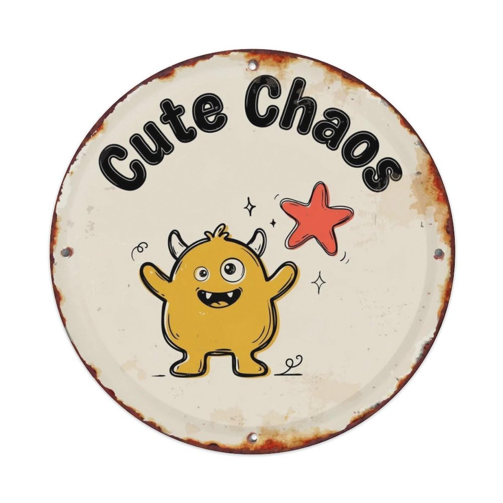 Cute Chaos Doodle Metal Tin Sign Plaque