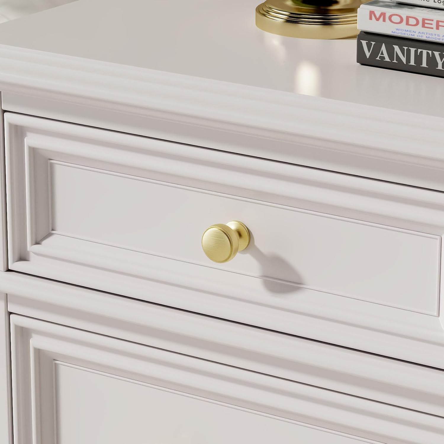 Haliwu 6 Pack Brushed Gold Cabinet Knob Soild Zinc Alloy Kitchen Hradware Dresser Knobs for Dresser Drawer