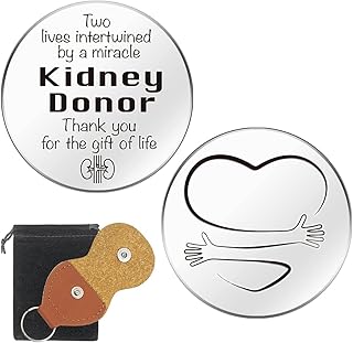 RAOSIME Thank You for The Gift of Life Pocket Hug Token Gift,Long Distance Relationship Keepsake Stainless Steel Double Sided Pocket Hug Token with PU Leather Keychain Gift for Donor