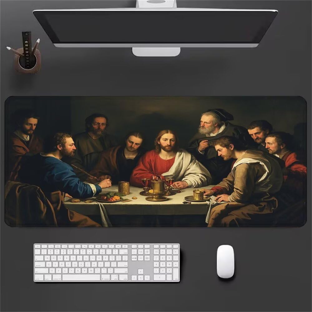 L'Ultima Cena Tappetino Mouse XXL 1000x500x3mm, Gaming Tappetino Mouse Mousepad con Base in Impermeabile Gomma Antiscivolo per Tastiera Computer Ufficio Idea Regalo Festa del Papà e Compleanno X-1000