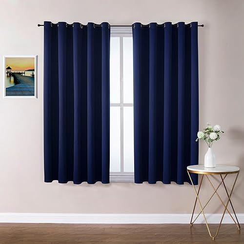 Miniatura 136 de ChrisDowa - Cortinas blackout con ojales para habitación y sala, juego de 2 paneles de cortinas con aislamiento térmico, gris oscuro, 42 x 63
