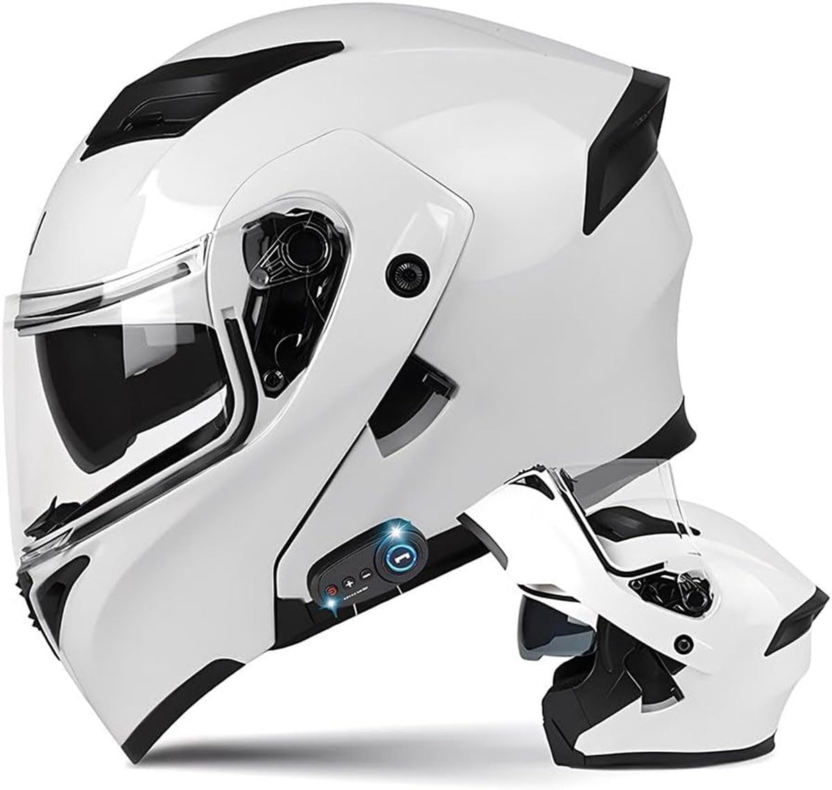 Casco de Motocicleta Modular Bluetooth, Casco de Moto abatible Integral Aprobado por ECE Integrado, Casco con Doble Visera para Adultos, Hombres y Mujeres, Cascos abatibles con certificación Dot(N,L(