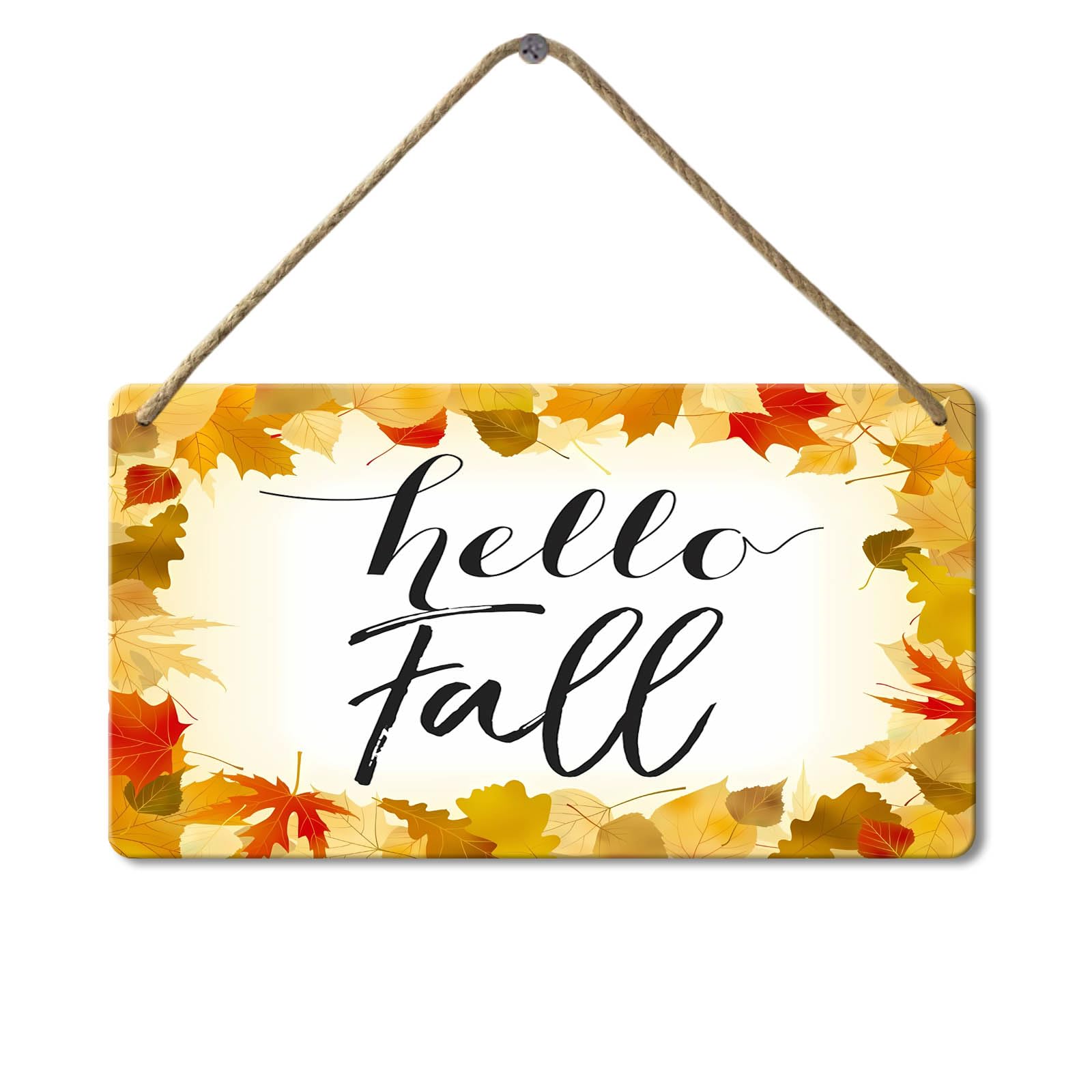 Hello Fall Wooden Sign, 8x12 Inch, Farmhouse Wall Decor Signs For Fall