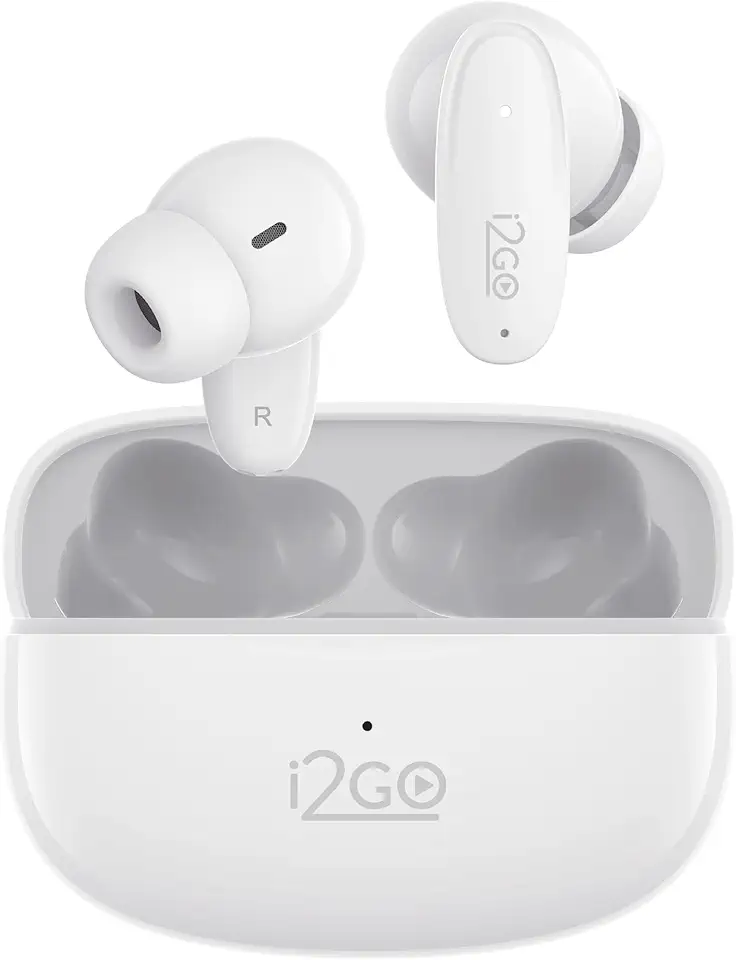 I2GO, Fone de Ouvido, Bluetooth 5.3, TWS, Air Buds GO 2.0, Controle Touch, 40 Horas totais de Bateria, Microfone com ENC, Isolamento Acústico, Branco, i2GO Plus