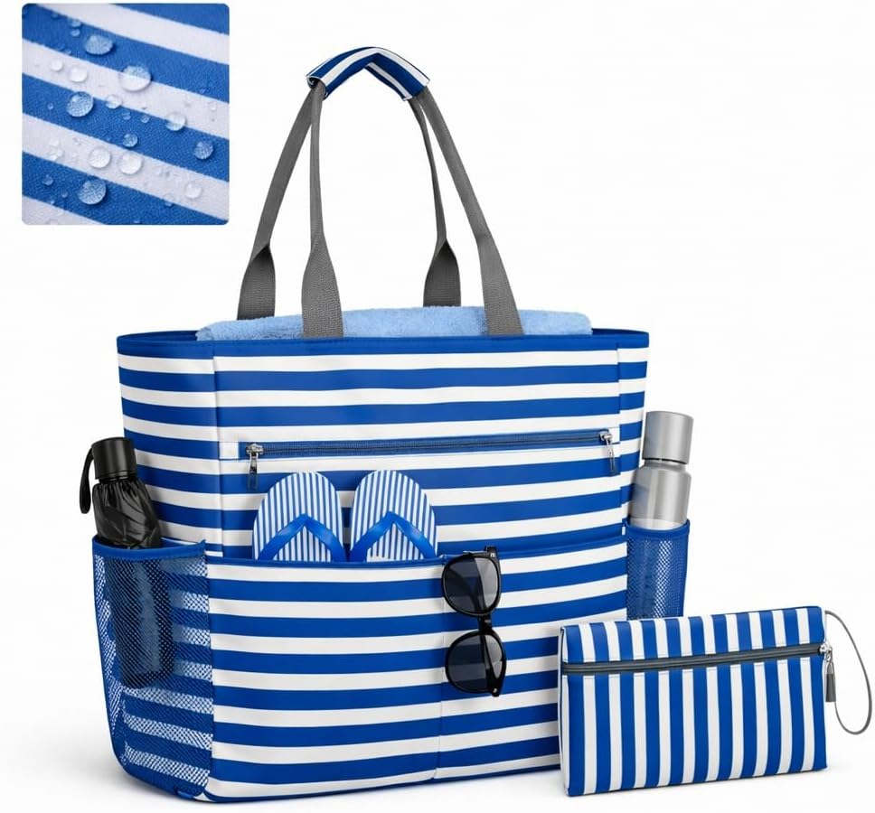 Waterproof Foldable Tote Bag for Travel – Large Carry-On with Zipper Pocket for Beach, Gym, Airplane & Weekend Trips