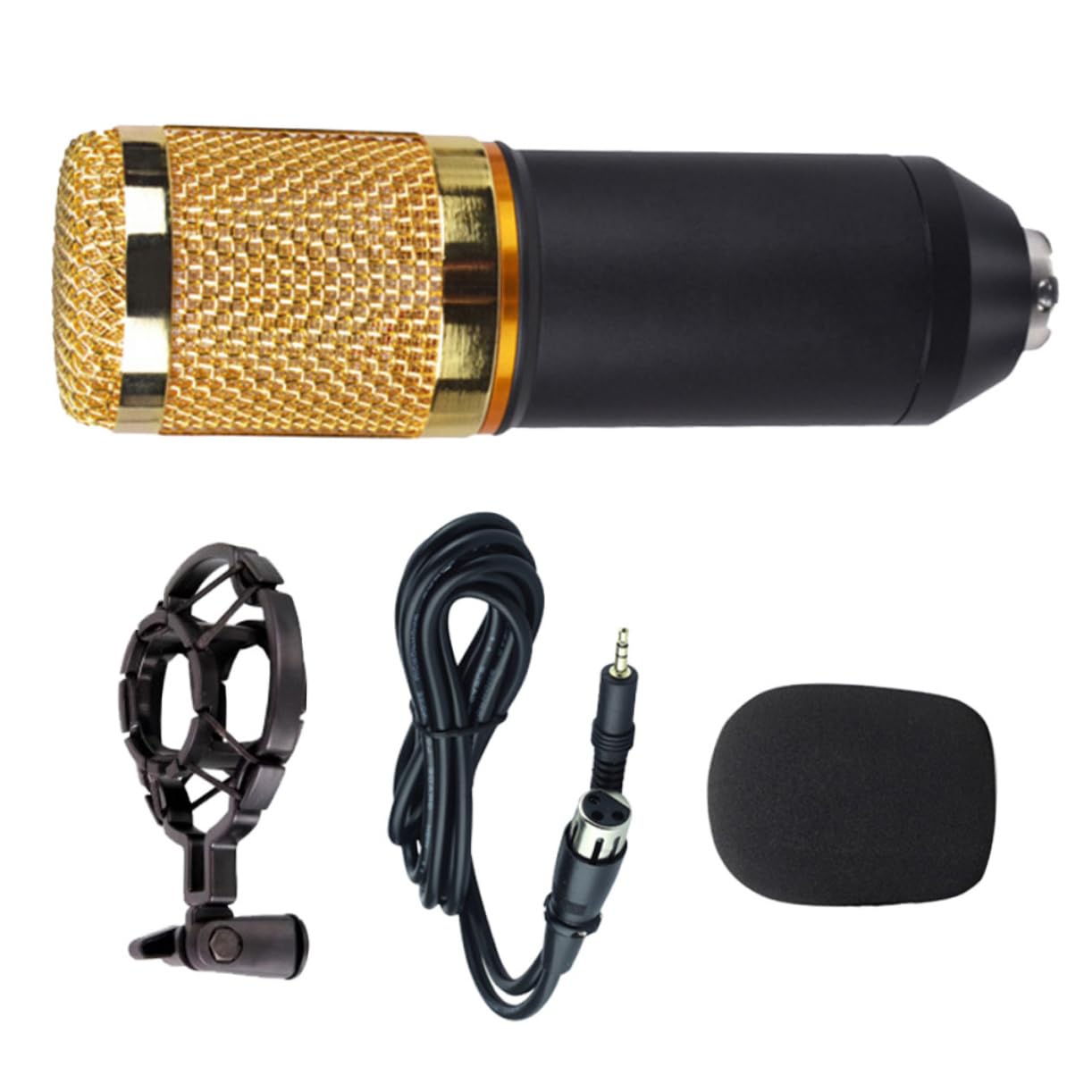 Sosoport 1Pc Live Broadcast Condenser Microphone with Stand Black Wired Mic for Home Studio Karaoke for Phone and Streaming Durable Design with Wind Noise Reduction