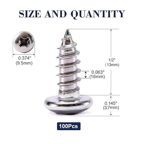 Miniatura 10 de Tornillo de madera #8 x 34 pulgadas, 100 piezas 18-8 (304) de acero inoxidable con cabeza de bandeja de yeso autorroscantes rápidos por SG TZH