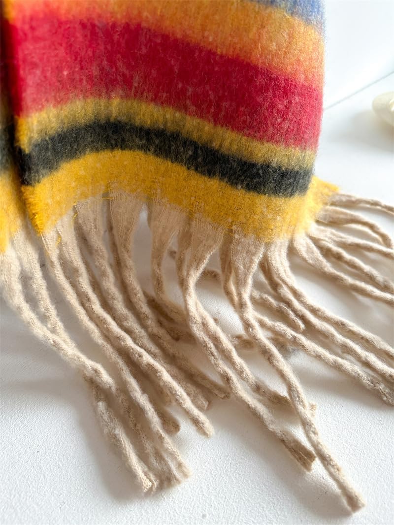 Women's Large Chunky Plaid Scarf Coloured Checked Oversized Scarf Tassel Soft Fall Winter Thick Warm Shawl - Image 5