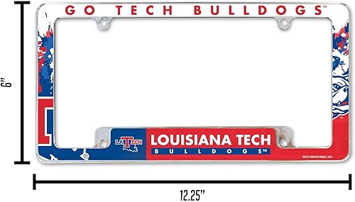 Miniatura 3 de Rico Industries NCAA Marco de matrícula estándar cromado de 12 x 6 pulgadas para automóvil, camión, SUV (escuelas L-M)