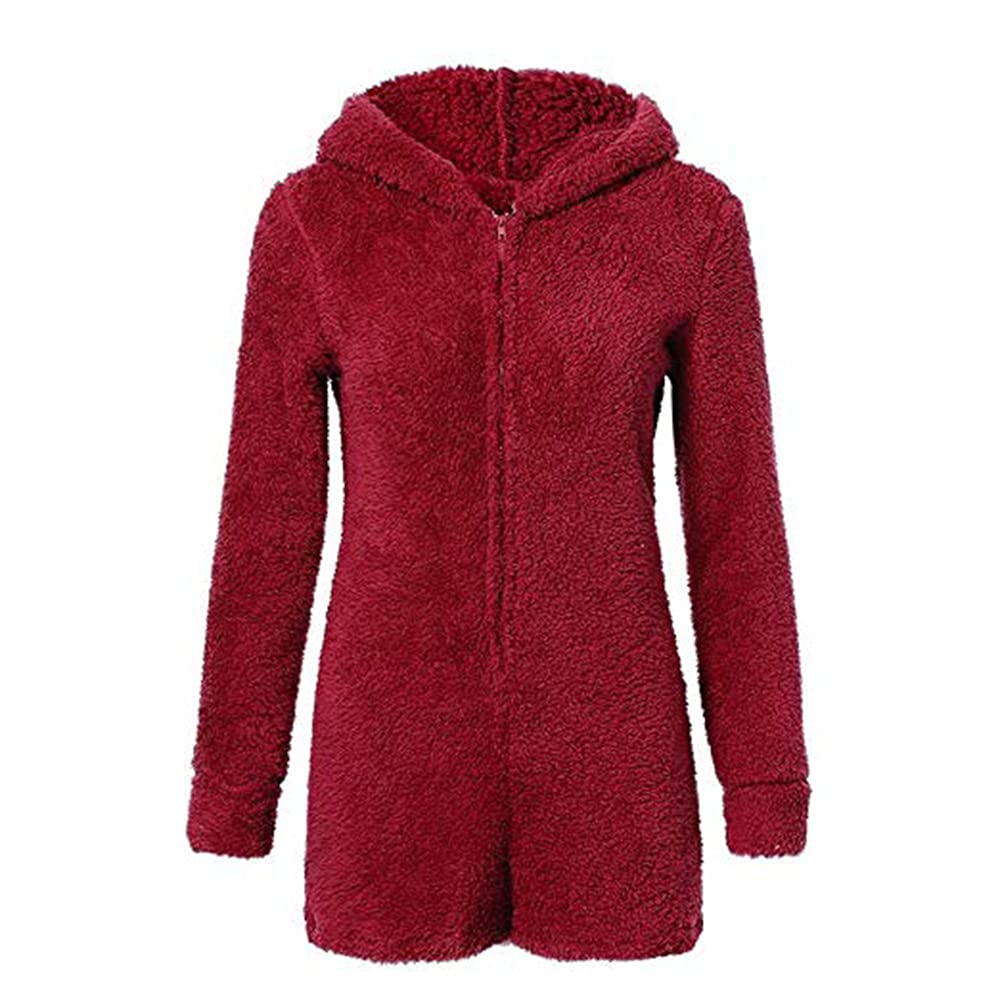 Zhangxi Women Winter Fall Velutum Nigh Soft Cute Long-Sleeved Plush Jumpsuit Swee Lovely Pajamas Comfortable Home Clo ES