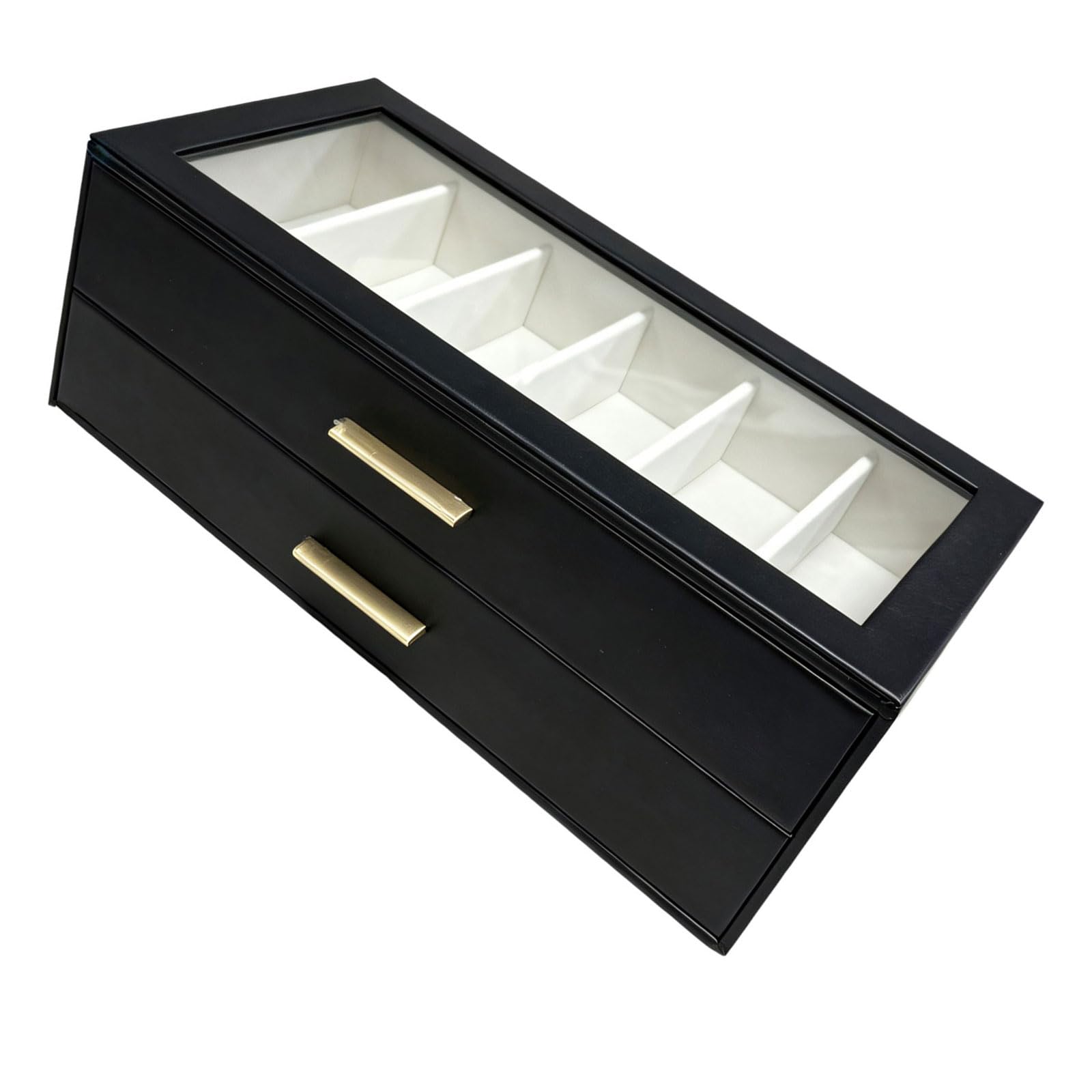 DRTLPMB Premium Eyeglass Storage Box with 2 Tiers Drawers Sturdy Sunglasses Display Case for Easy Access and Clutter Release Organization Clear Top Sunglasses Holder