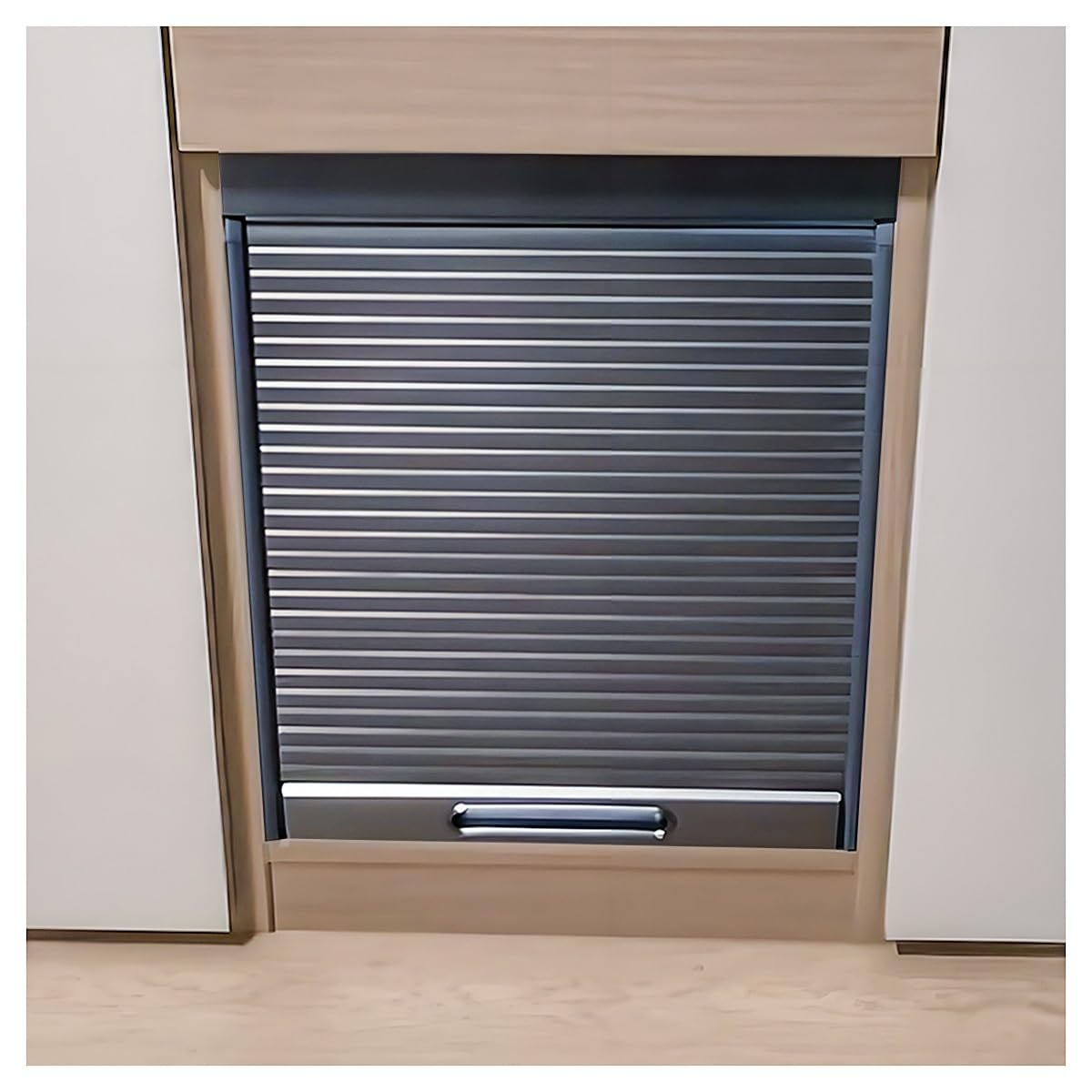 Custom Roll Up Cabinet Doors, ABS Sliding Folding Closet Door with Assembly Hardware &amp; Handle, Retractable Rolling Shutter Doors for Home Office Study, W*H_40x60cm (15.7x23.6), Black