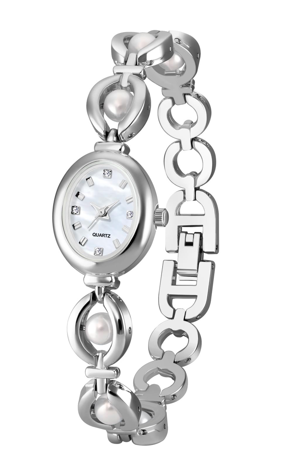 ADSBIAOYE Elegante orologio analogico da donna con perle e quadrante ovale, impermeabile, idea regalo