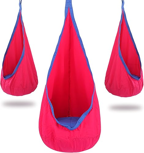 Miniatura 14 de YAERSI Asiento de Columpio Tipo Cápsula para Niños, Silla Hamaca de Algodón con Cojín Inflable de PVC, Columpio Sensorial para Juegos en Interiores