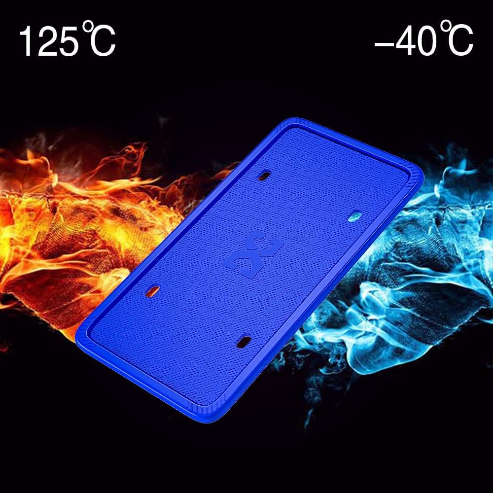 XCLPF Silicone Blue License Plate Frame Covers 2 Pack- Front and Back Car Plate Bracket Holders. Rust-Proof, Rattle-Proof, Weather-Proof (Blue) - Image 5