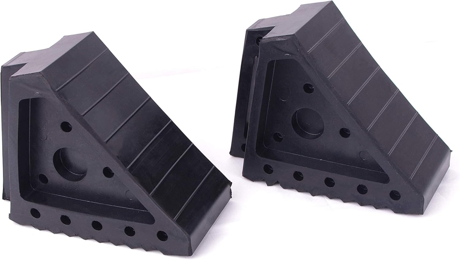 Solid Rubber Wheel Chock with Handle for The Car, Strong and Durable,8" Length, 4" Width, 6" Height - Pack of 2