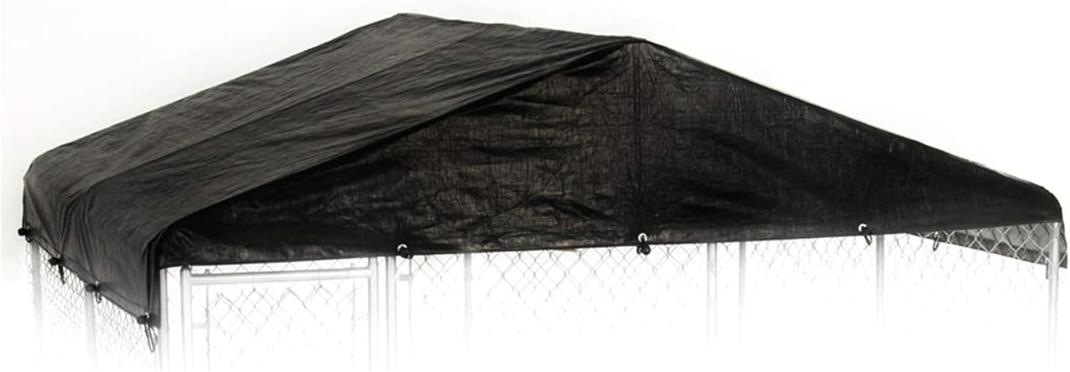 WeatherGuard 10 by 10 Feet Black Extra Large All Season Outdoor Waterproof Fully Enclosed Dog Run Kennel Cover with Sturdy Elastic Cords