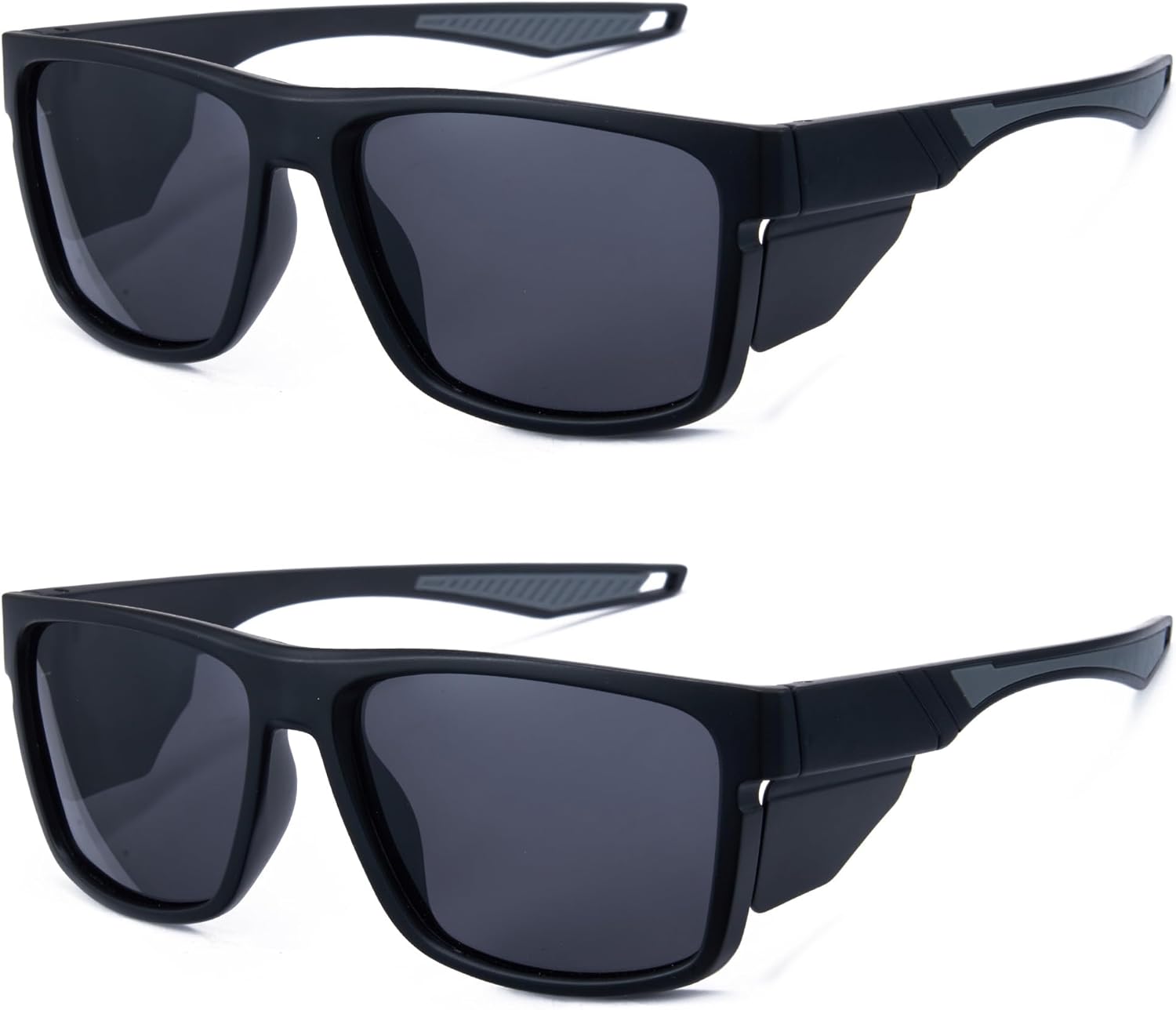 Cyxus 2 Pack Safety Sunglasses with Side Shields for Men, Polarized Mirror Lenses UV400 Protection Construction P1340